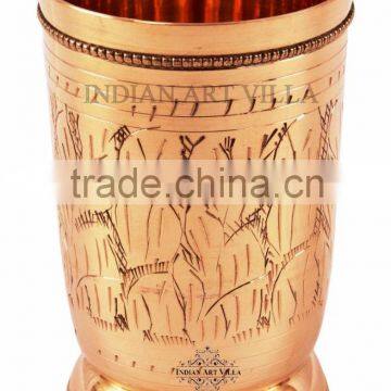 IndianArtVilla Handmade Mughlai Style Brass Glass Cup Tumbler 250 ML Drinkware Home Hotel Restaurant Tableware Gift Item