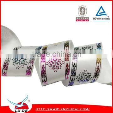 wholesale custom woven hot stamping foil printed satin ribbon