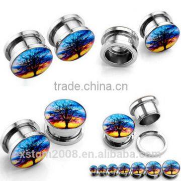 dream tree fashion ear plugs piercing expander stretcher surgical steel body jewelry free shipping