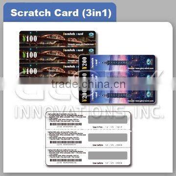 Scratch Off Cards With PVC/Paper/Plastic Material