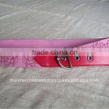 Girls Fashion Steel Buckle Pink PU Belt