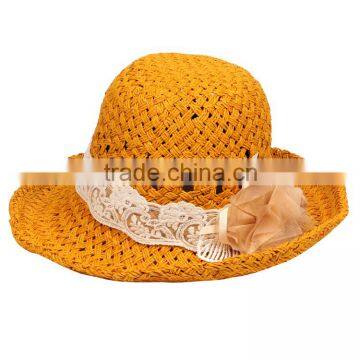 ladies foldable simple handmade corchet straw paper bucket hats