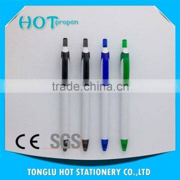 White Barrel Click Ball Pen With Transparency Plunger Clip and Tip