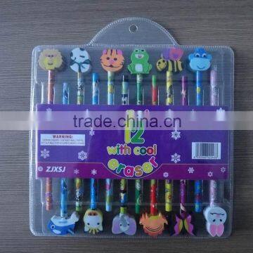 12 pc funky HB penci lwith eraser at top