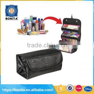 Multifunction girl rolling rose red 600D trendy makeup bag