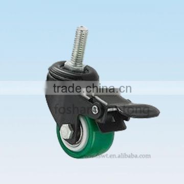 Small Caster 2.5 Inch Green PU Screw Brake Furniture Caster Wheel