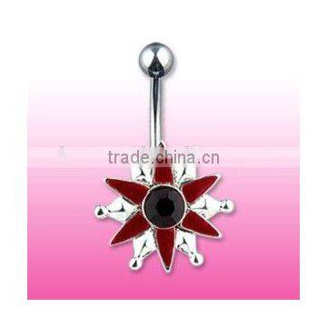 Red star wtih gem navel belly rings new body jewelry