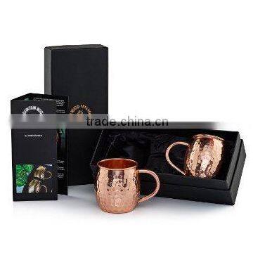 16 oz Copper Barrel Mug for Moscow Mules - 100% Pure Hammered Copper with retail gift black gift boxes usa mug