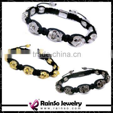 Shamballa Bead Men Skull Bracelet