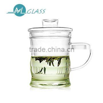 Wholesale high borosilicate glassware 350ml glass tea cup with glass lid TB125 ML Glass