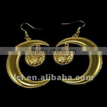 2012/fashion/hot sale/popular/round/quality-first/moon/imitation gold plating earrings