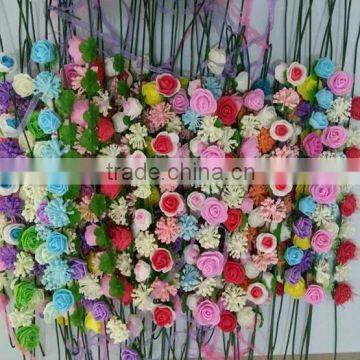 Mixed Big Rose Headband With Color Silk Ribbon ,PE Rose Flower Hairband Headband photo-5