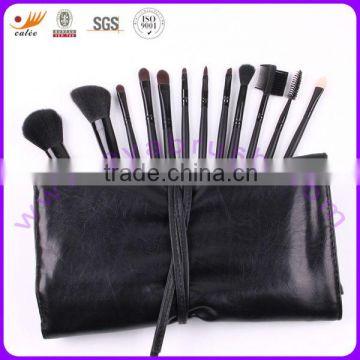 Modern Black 12pcs Cosmetic Brush Tools with natural and nylon hair