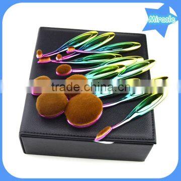 Top Quality Gift Box 10pcs Custom Makeup Brush Private Label BB Cream Toothbrush Make up Brushes Rainbow Oval Makeup Brush Set photo-2