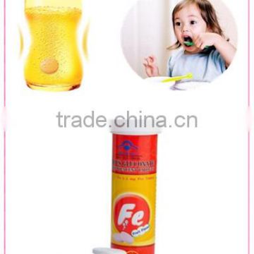 Private label GMP certified Ferrous supplement Ferrous effervescent tablet in tube