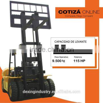 Chino Nuevo Autoelevador 7000 kg Diesel triple torre desplazador lateral y posicionador de unas