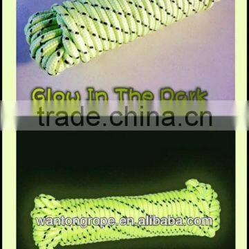 Glow-In-The-Dark Camping Tent Rope Green & Black 1/4 Inch x 50 Feet