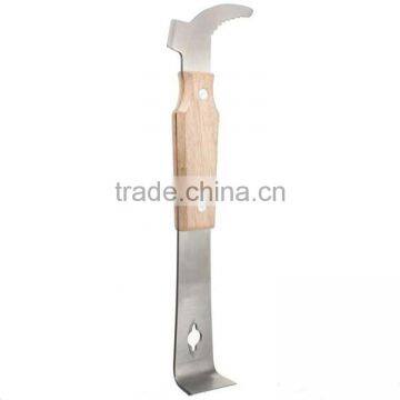 Multifunctional hive tool with wooden handle