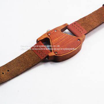 2017 Fashion Unisex Leather Strap Bamboo and Wooden Watch photo-4