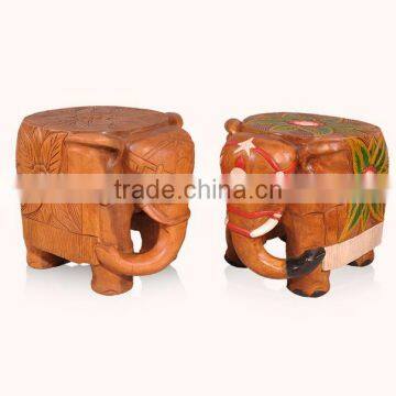 Thailand Style Living Elephant Shape Little Chair, Solid Wood Handcarved Chairs for Shoes Changing (BF01-X1176) photo-3