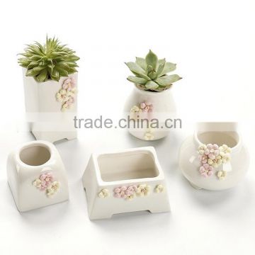 Creative hand pinching flowers small white ceramic flower pots