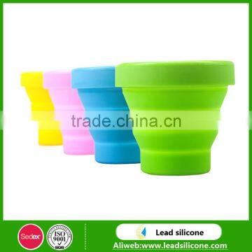 Eco-friendly Collapsible Silicone Coffee Cup For Camping/Silicone Flodable Cups With Lids photo-3