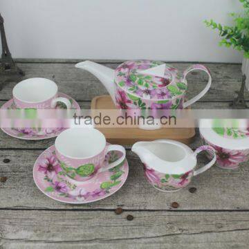 Hot sale China supplier procelain golden rim rose coffee teapot