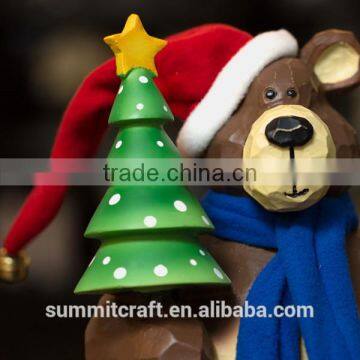 Resin Teddy Bear Figurines Christmas Toy Moving Christmas Decorations photo-5
