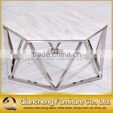 Brass Metal White Marble Coffee Table Made in China photo-3