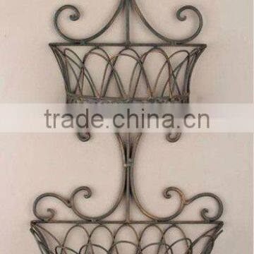 Wrought Iron Metal Double Wall Baskets Planters Shelves