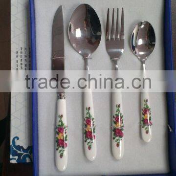 Porcelain Handle Gift Cutlery Set With Elegant Wooden Box photo-6