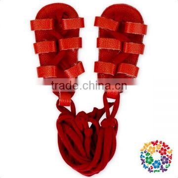 Fahion Designs Baby Shoes Red Leather Bandage Shoes Summer Baby Sandals