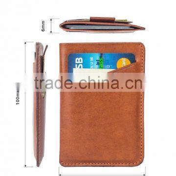 Real Leather Slim Front Pocket Minimalist Wallet Money Clip Card Holder