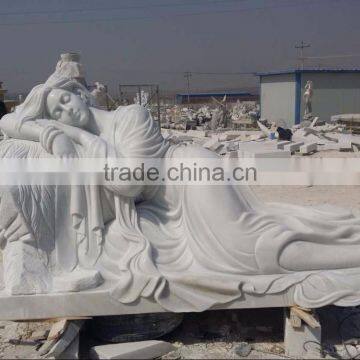 china supplier hot sale stone carving mabrle sleep sculpture statue for girl