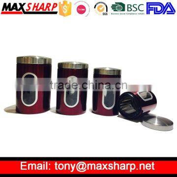 Red Stainless Steel Storage Jars/Canister Set photo-2