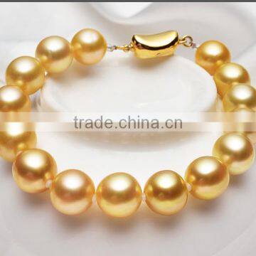 11-12mm Gold South Sea Pearl Bracelet With 14k Gold Clasp photo-4