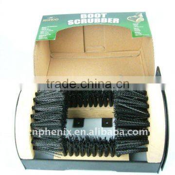 Utility boot and shoe brush&scraper with folding step