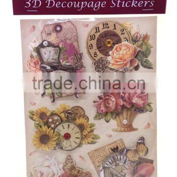 Printing Paper 3D sticker, Hot Sale 3D Decoupage Stickers, Craft Gift Sticker for Decoration