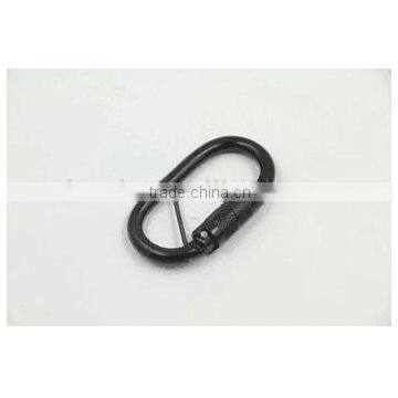 Metal carabiner with captive bar