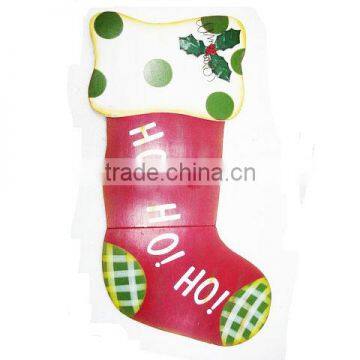 Wood HO HO HO christmas ornaments patterns socks plaque