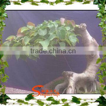 Mini Artificial Plastic Banyan Tree 7ft Fake Curved Trunk for Home Decoration photo-5