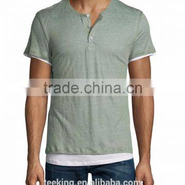 Slim Fit Cotton Mens Short Sleeve Henley T Shirt