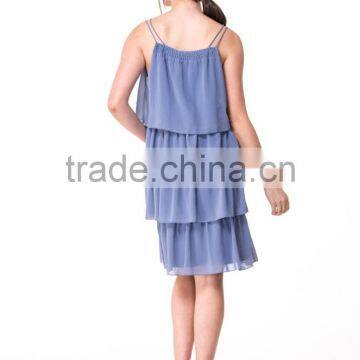 Fast Fashion Design Women Clothing Manufacturer Round Neck Strappy V Neck Ladies Party Dress photo-4