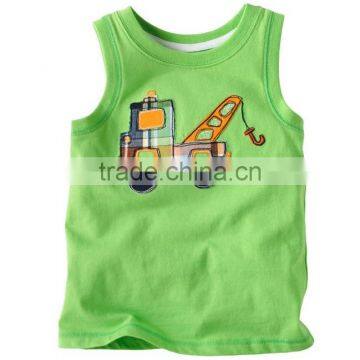 boys fashion green sleeveless cartoon t shirts