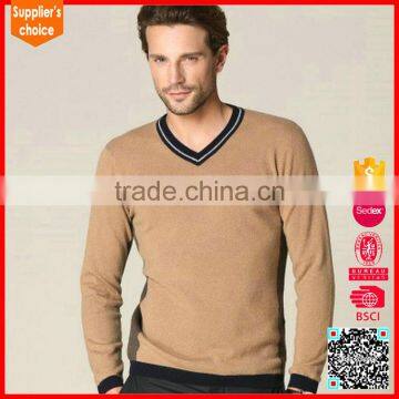 Hot selling cashmere pullover v neck men's 100% camel cashmere sweater