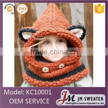 Custom made European design unisex warm winter knitted cap children caps fax bowler hat