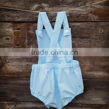 Boutique Summer Infant Cotton Clothing Baby Girls Plain Gingham Bodysuit Baby Sleeveless Romper photo-2