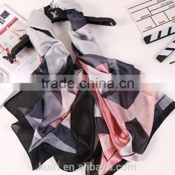 2016 Fashion Bandana Luxury Scarve Woman Brand 100% Silk Scarf With Flower Print Women Shawl High Quality Print photo-3