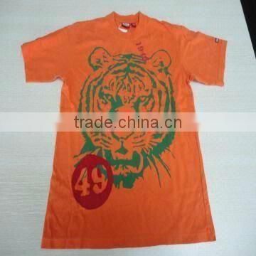 Men's Printed T-shirt in Orange, Made of 100% Cotton, Available in Various Sizes