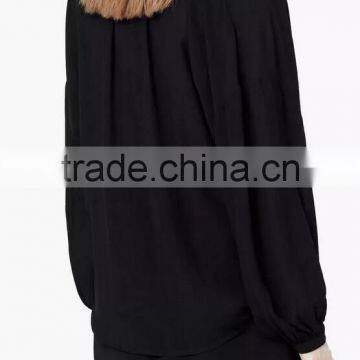 Runwaylover EY2356B Hot Sale 2017 Ladies Elegant Stand Collar Loose Blouse photo-4